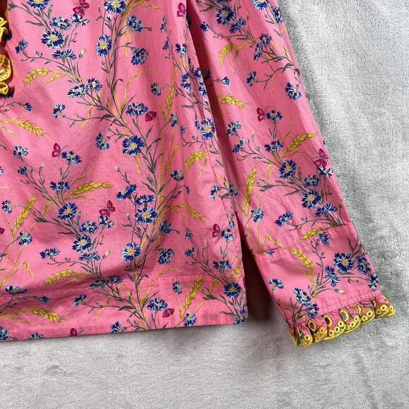 J Crew Liberty Fabric Shirt Blouse Size Small Pink Floral Lace Button Up - Picture 4 of 13